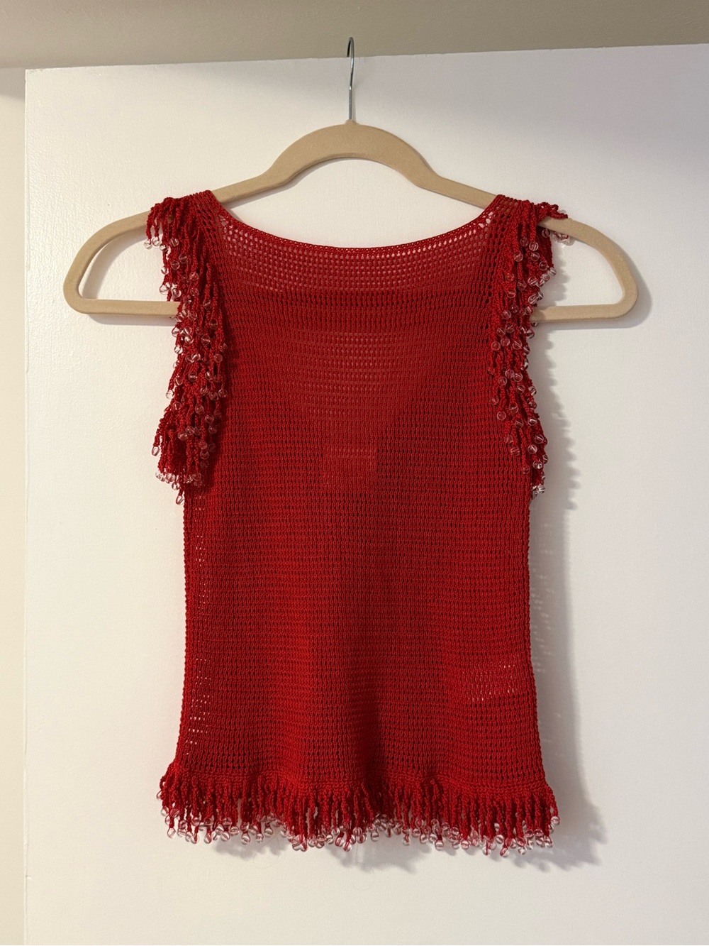 Paris Georgia fringe top in red